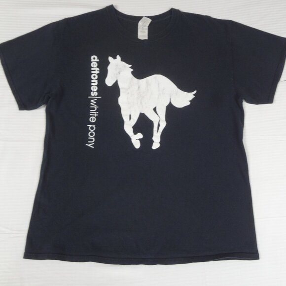 VINTAGE DEFTONES WHITE PONY (CRACKED LOGO) BLACK LARGE T-SHIRT L217 - Picture 3 of 4